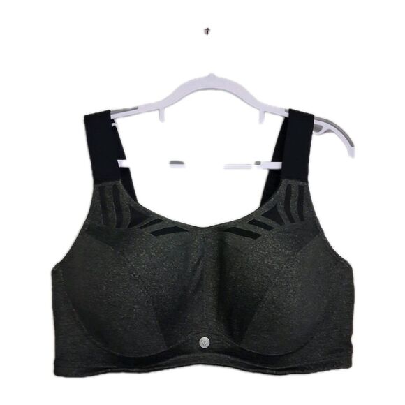 Livi Bra 44F Active Lane Bryant Underwire Ladder Strap Charcoal Gray Black - Picture 1 of 7
